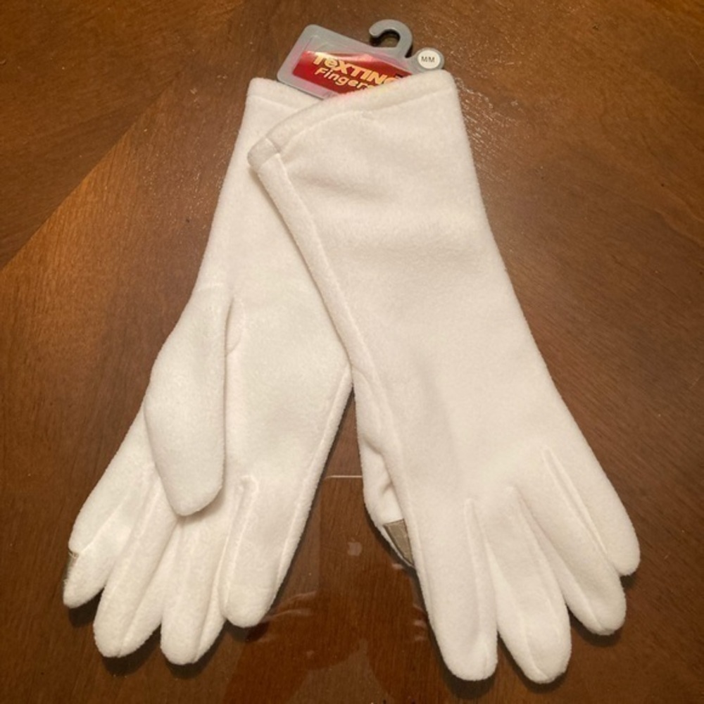 3/25$ NWT Women Texting Fingers Gloves, 2 Pairs, White, Medium